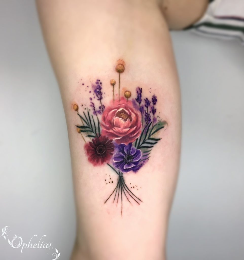 Naturalistic Bouquet Tattoo Ophelia Lytham