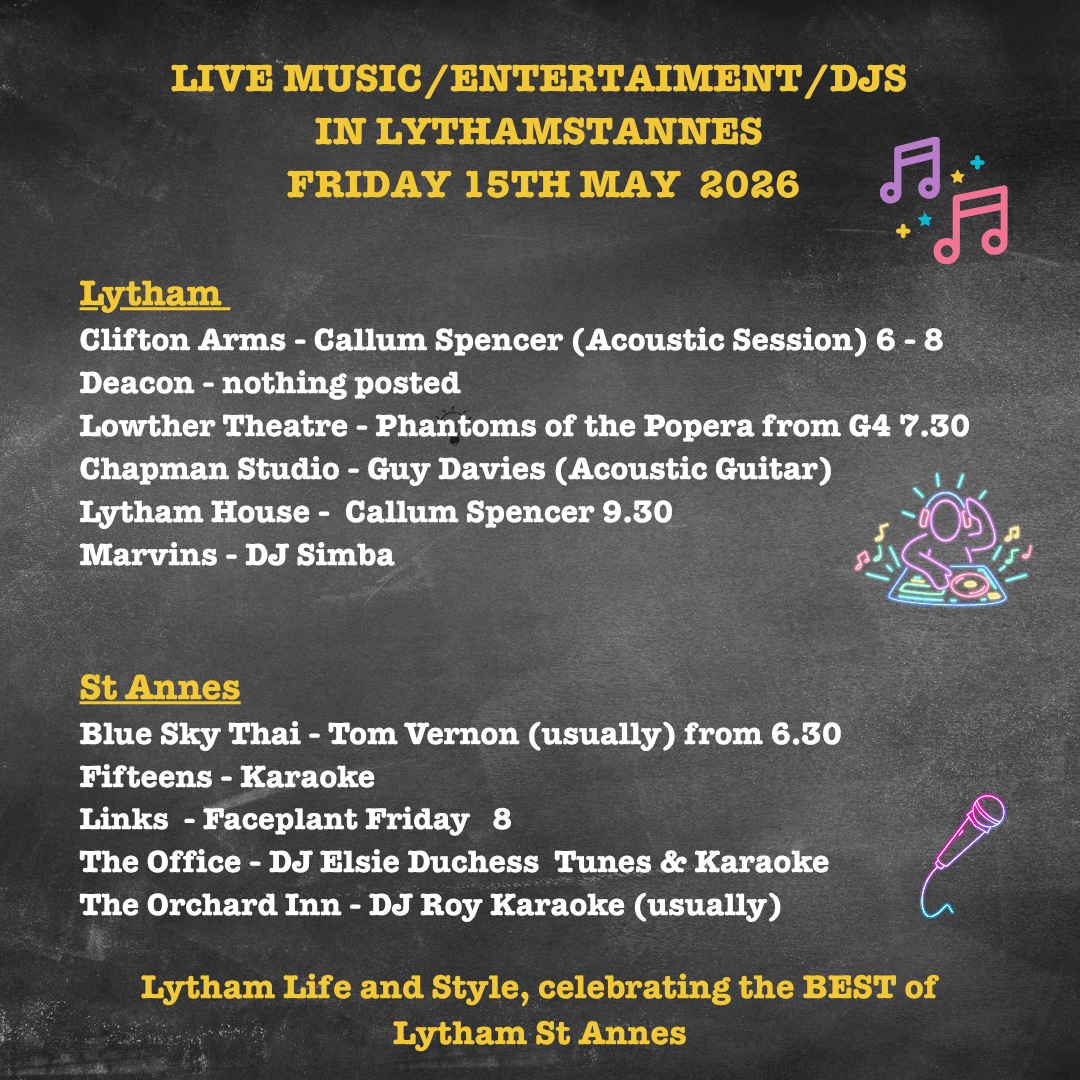 Friday 15th May Live Music whats on in lytham st annes
