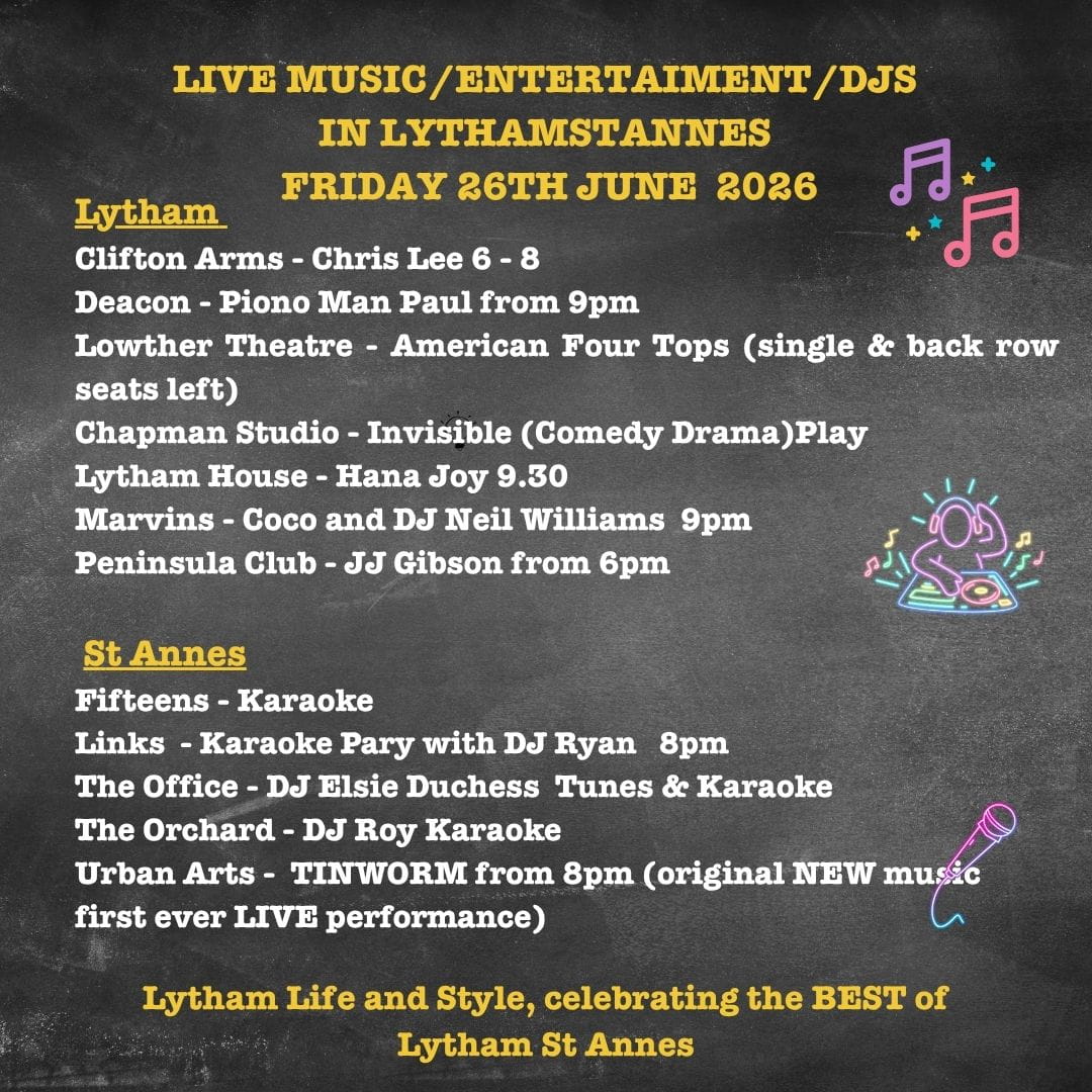 Friday 26th Live Music Whats on in lytham St Annes