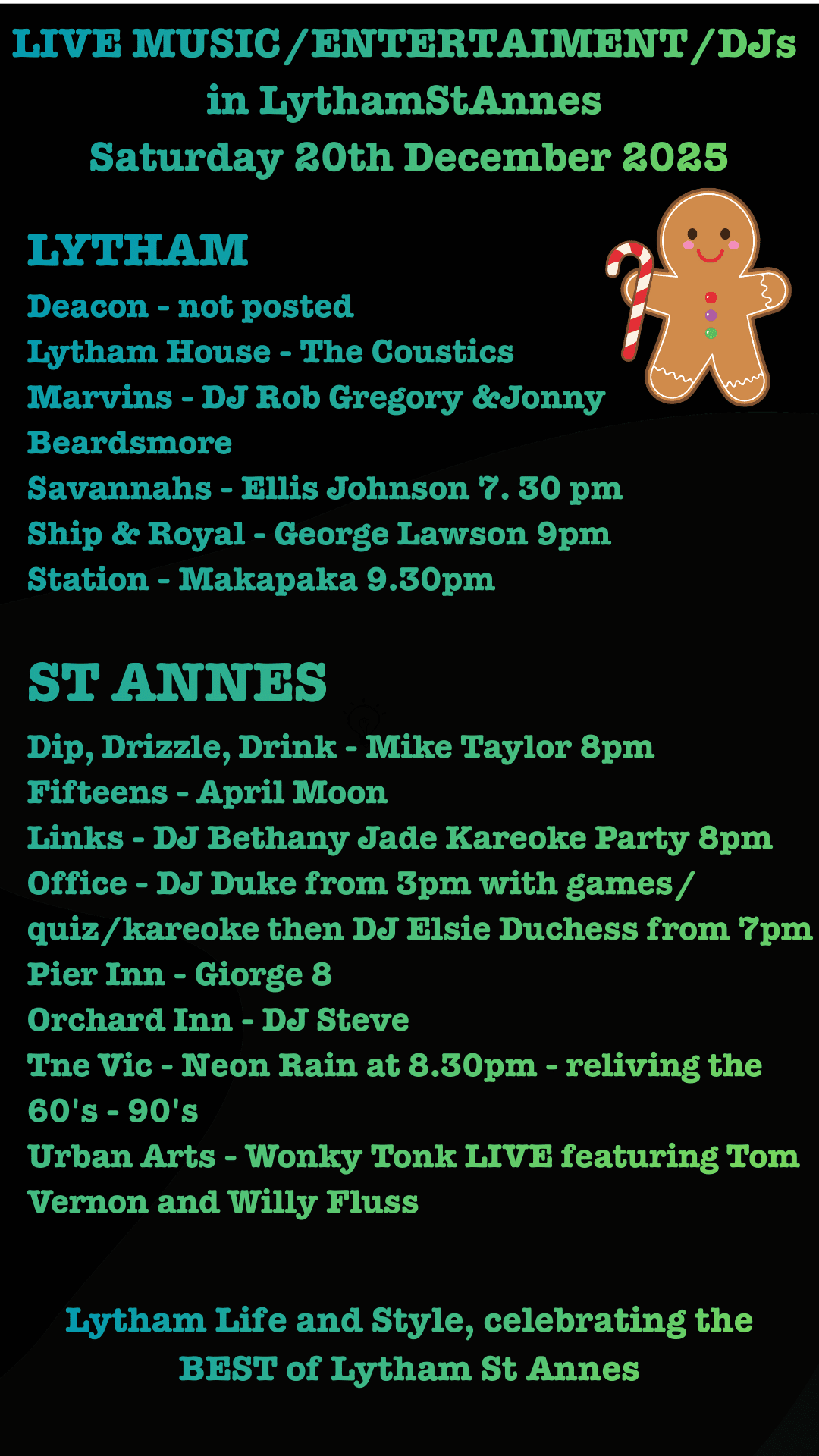 Sat 20 th December whatsonlythamstannes live musiclive