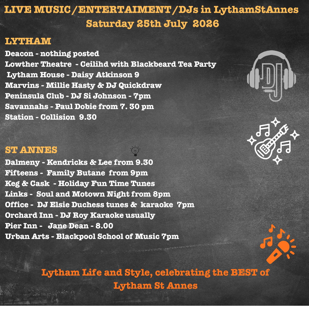 Saturday 25th July LIVE MUSIC lytham St Annes