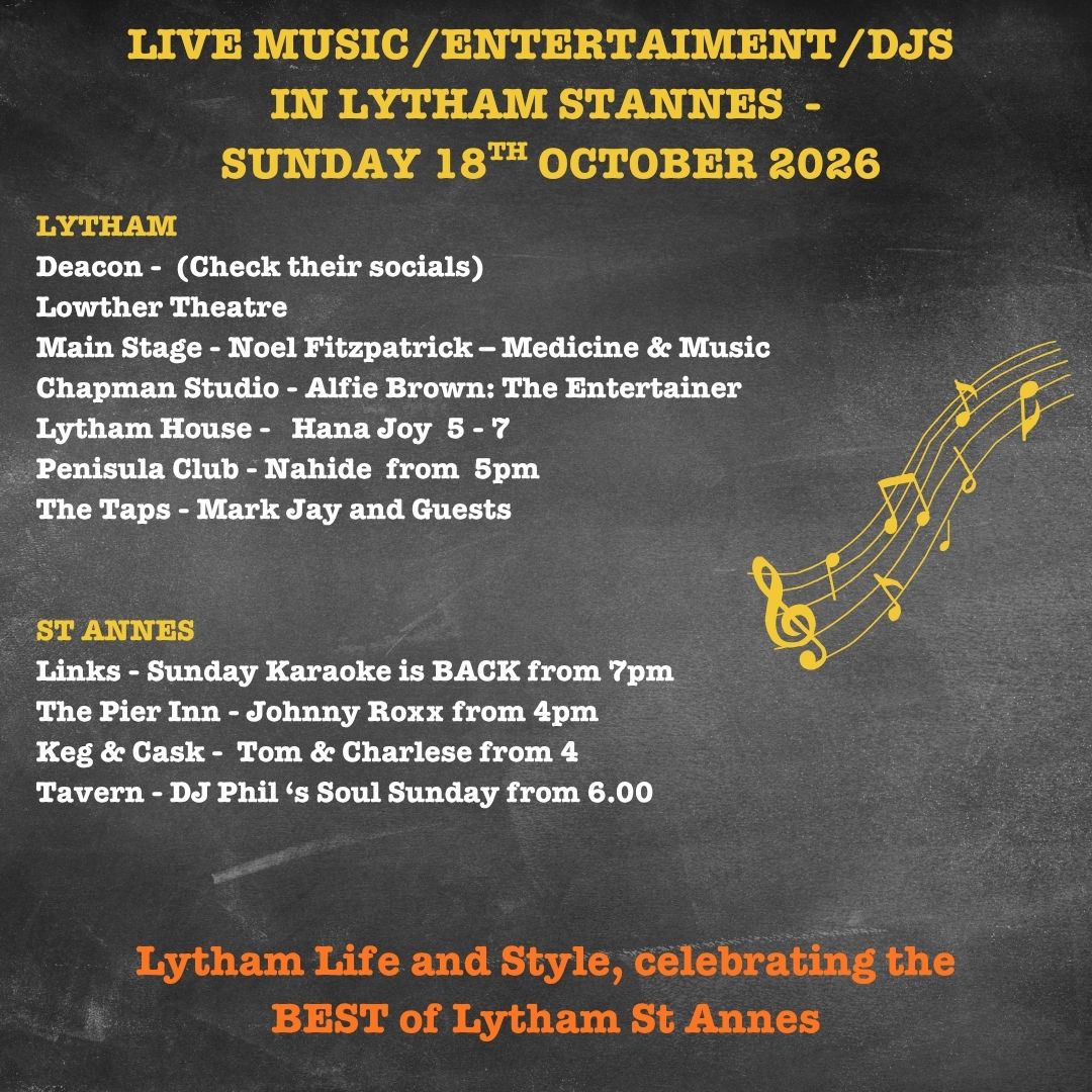 Sunday 18th October whats on in lytham st annes