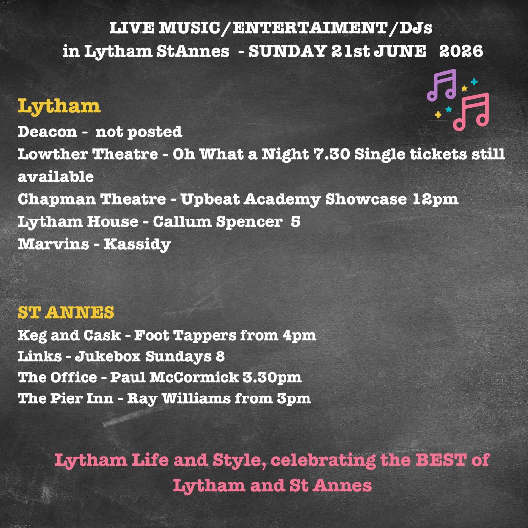 Whats On in Lytham St Annes Sunday 21st June