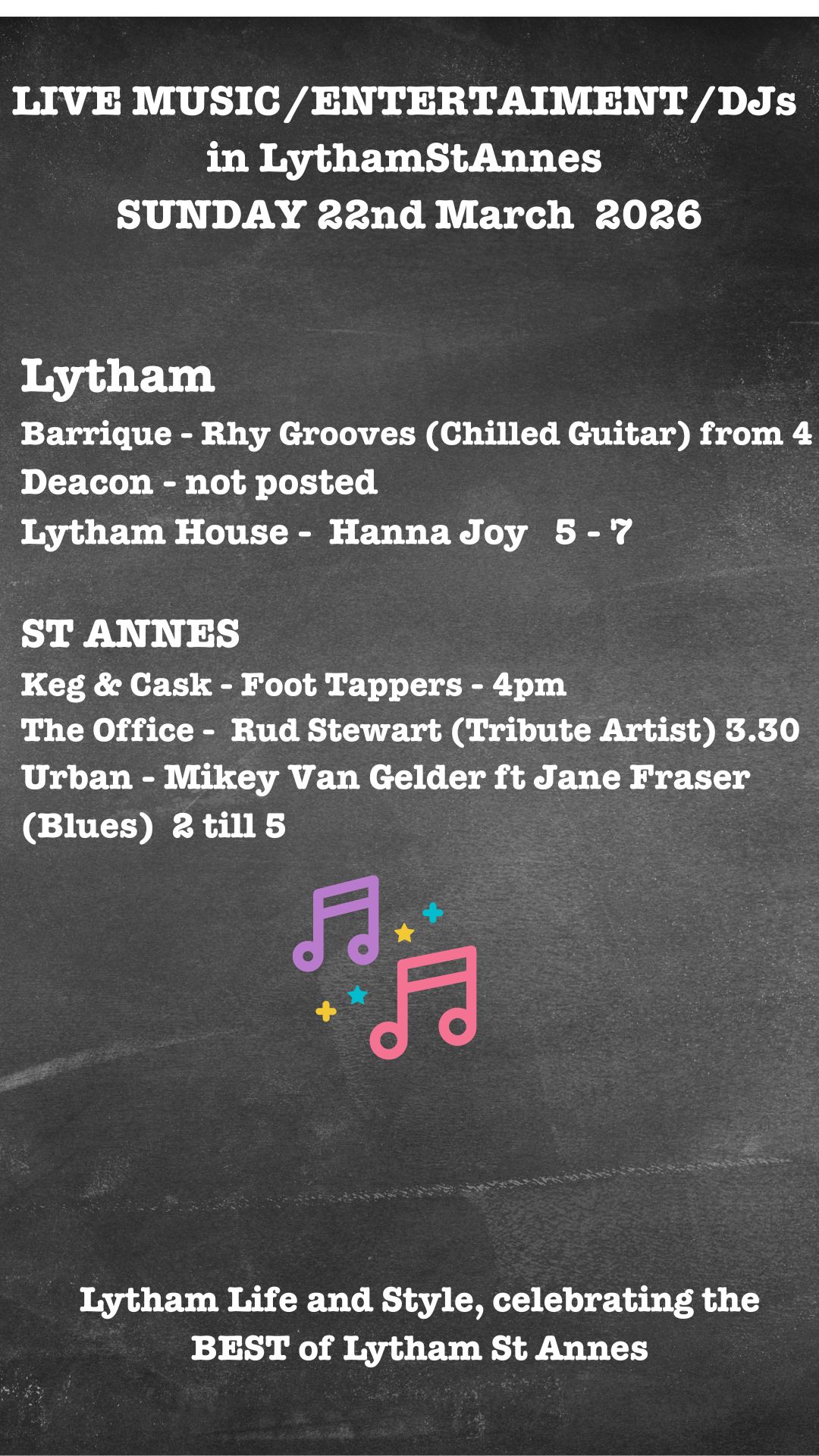 Sunday 22nd March LIVE