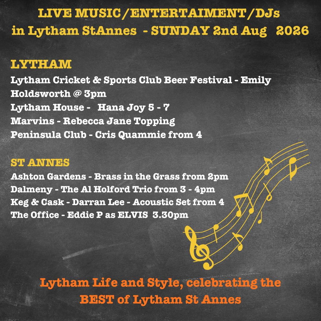 whats on in Lytham ST Annes Sunday 2nd Aug