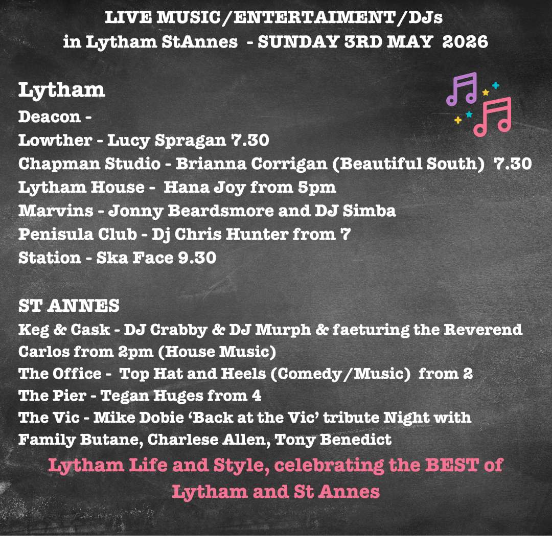 Sunday 3rd May LIVE Music whatson in Lytham ST Annes