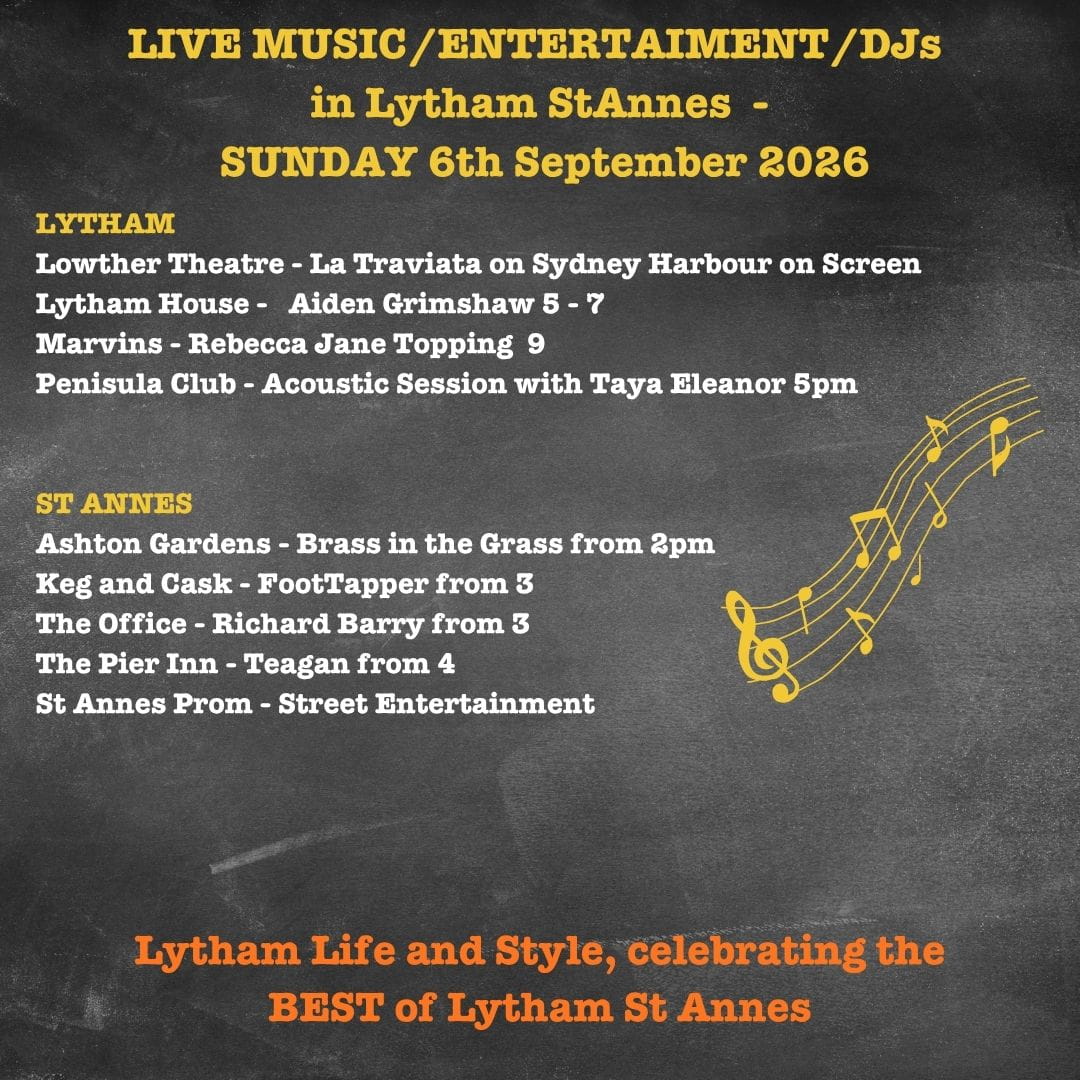 Sunday 6th September LIVE MUSIC in lytham ST Annes