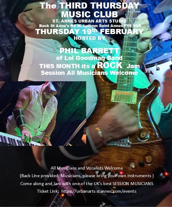 The Third Thursday Club Jam Night at Urban Arts Whats On lytham St Annes 