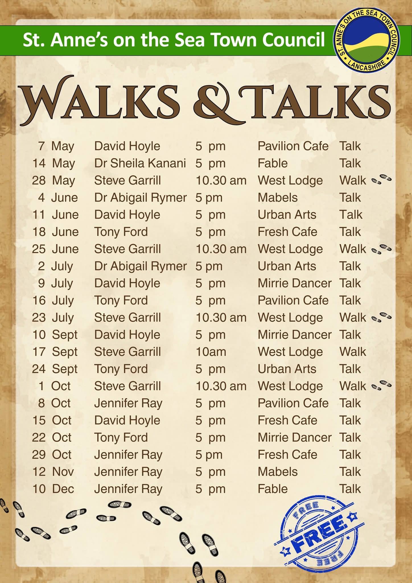 Walks and Talks Free Events in ST Annes on Sea whats on in Lytham St Annes