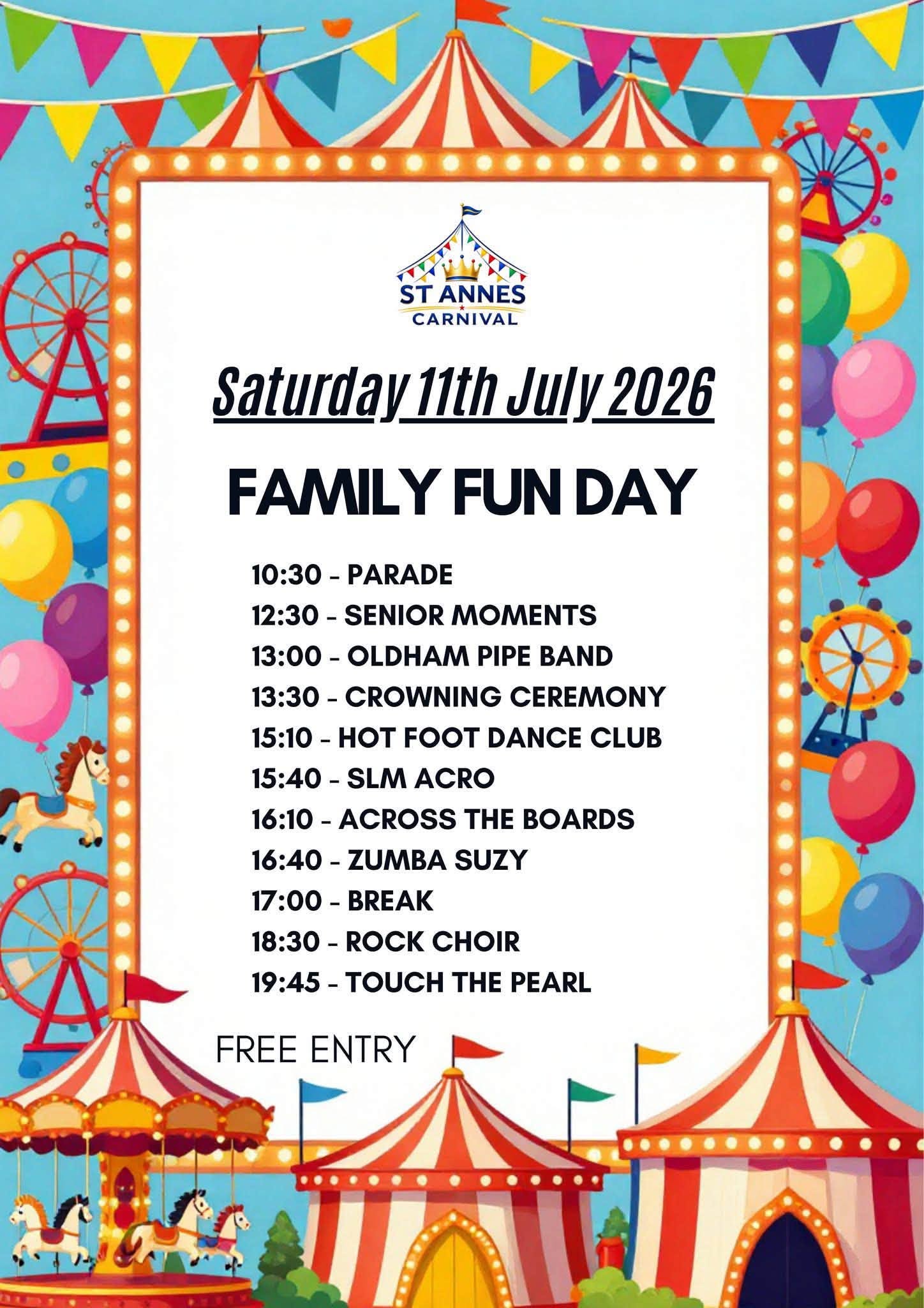St Annes Carnival 2026 Saturday Family Fun Day